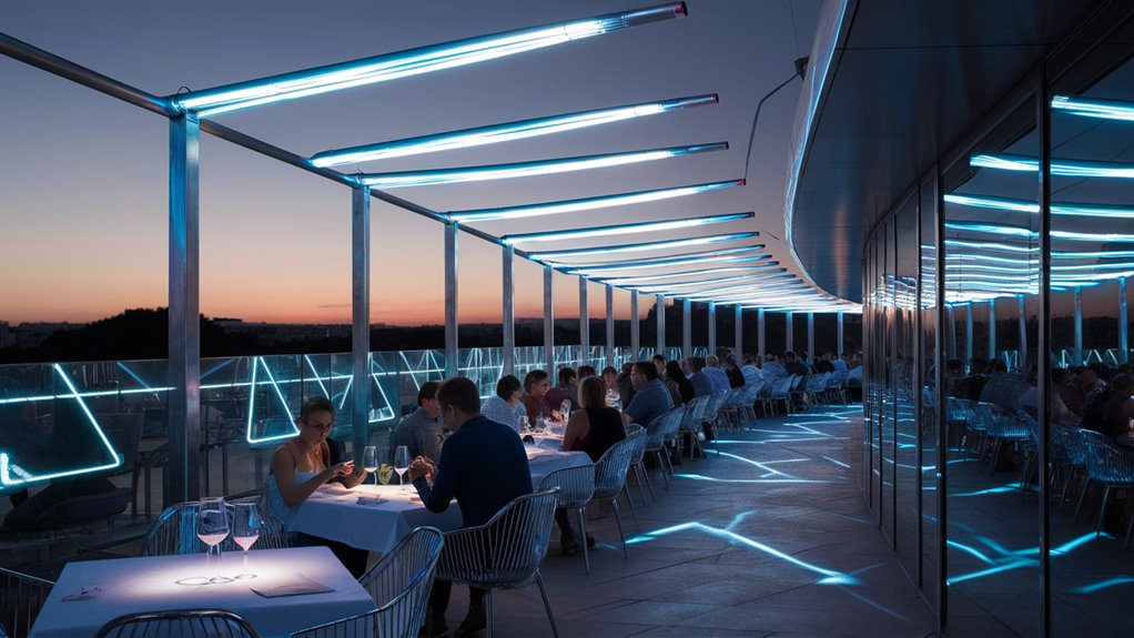outdoor dinner after sunset