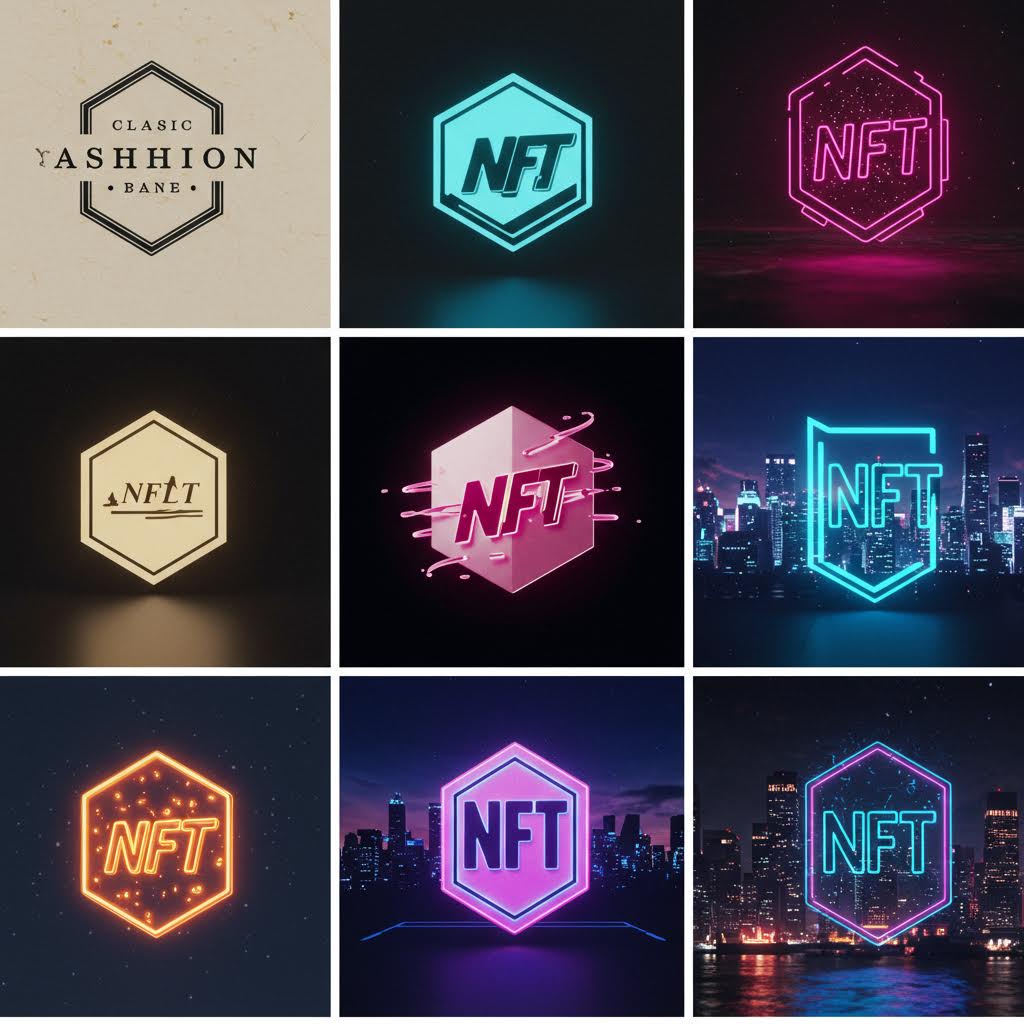 알파벳 시스템을 바탕으로 브랜드 정체성이 미래 지향적 NFT 로고와 함께 나타난 장면