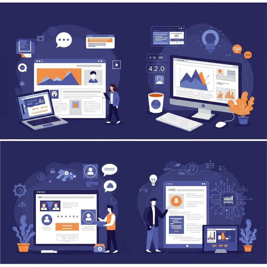 루믹스 웹 개발 UX UI 디자인 프로세스 일러스트 콜라주