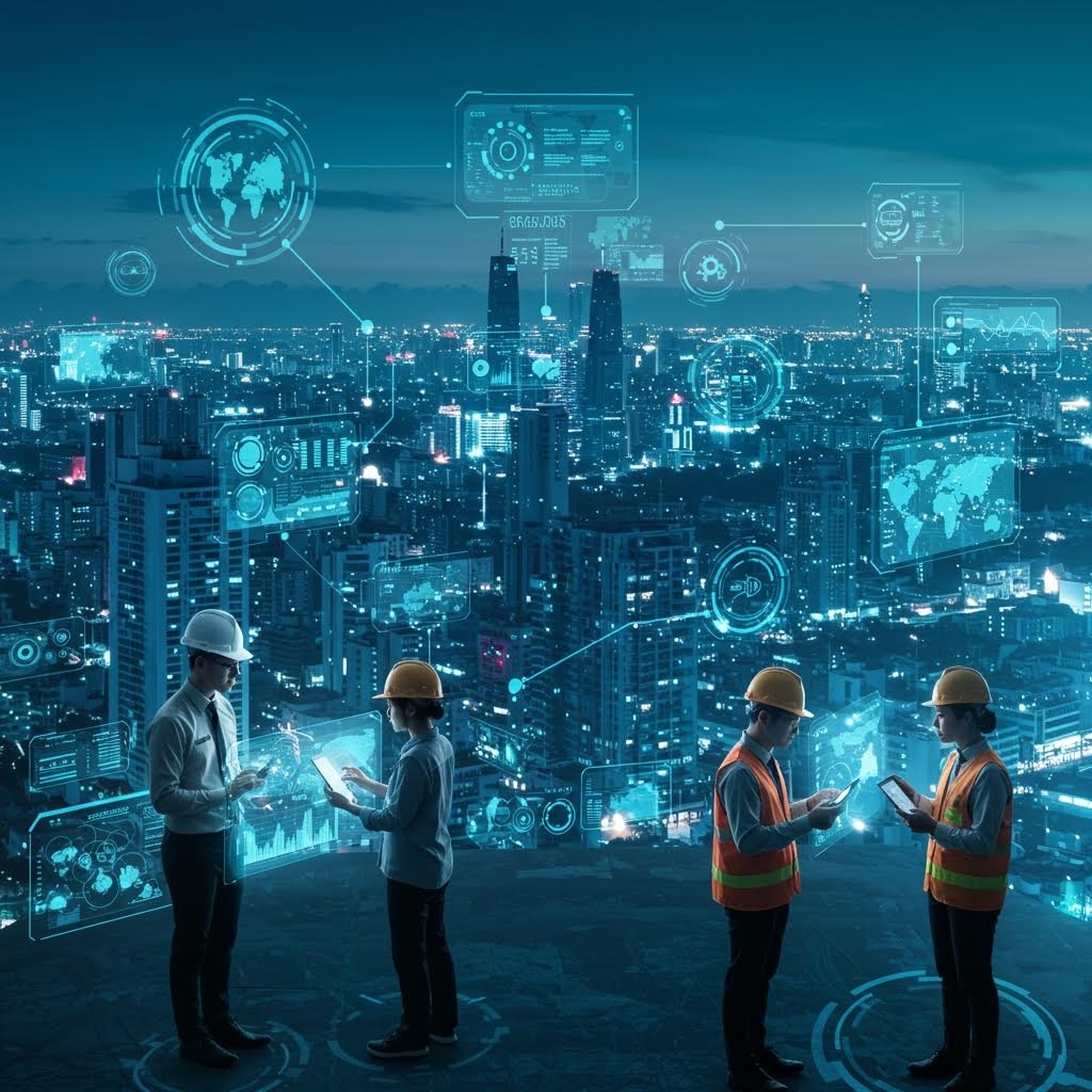 루믹스 건설 엔지니어 팀 스마트 시티 야경 홀로그램 데이터